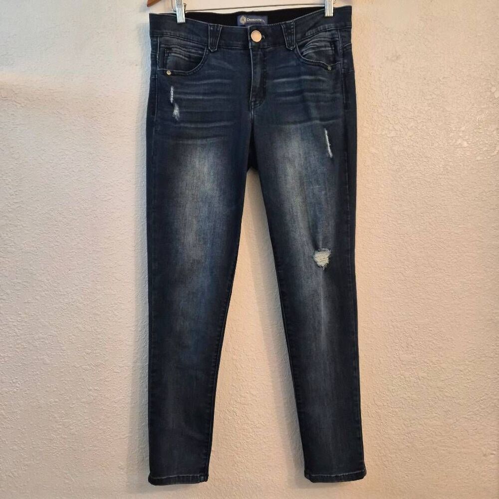 Democracy Stretch Denim Distressed Jeans Ab Solution Flattering Enhances Curves